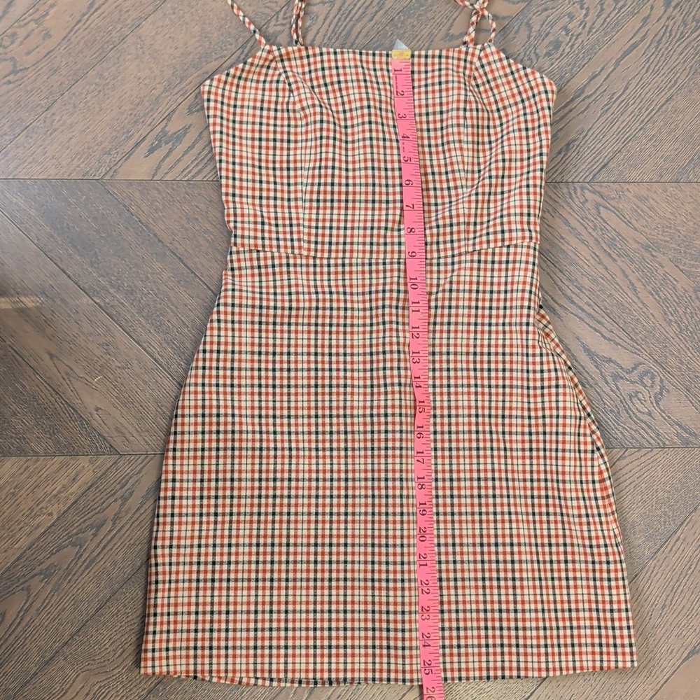 Aritzia Wilfred Isabelle Red Plaid Mini Dress Pockets 2 - Picture 9 of 11